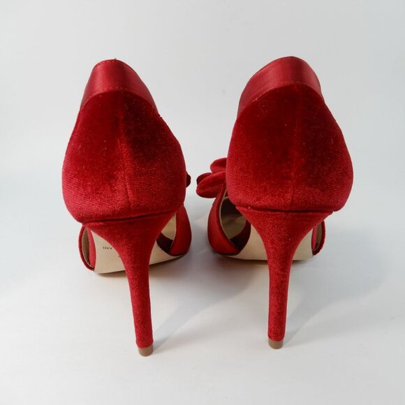 ANTONIO MELANI Ester Velvet Red Flower Heel Pumps Size 6.5 Pointed Toe NEW - Picture 7 of 16
